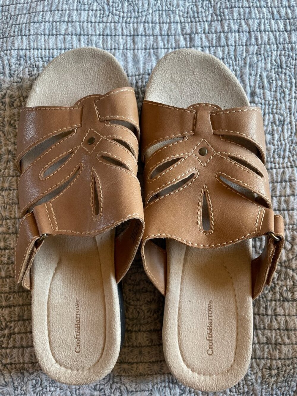 Sandals Women's Size 9 Tan Slides Adjustable Strap Comfy NEW NWOT